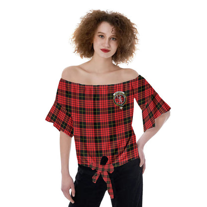 MacQueen Modern Tartan Crest Off-Shoulder Blouse