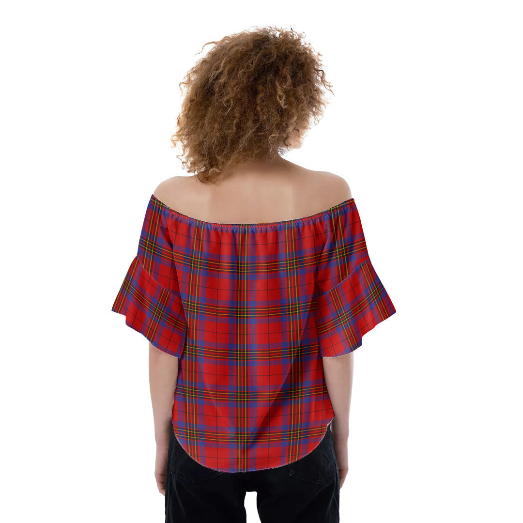 Leslie Modern Tartan Crest Off-Shoulder Blouse