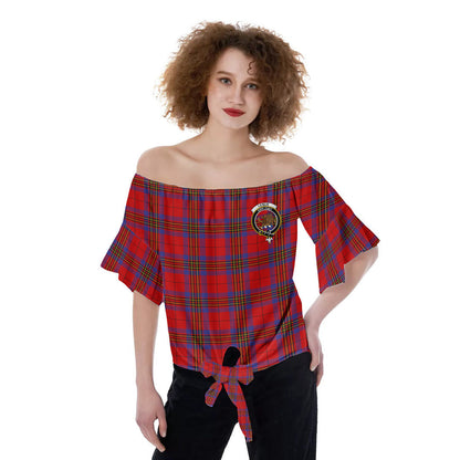 Leslie Modern Tartan Crest Off-Shoulder Blouse