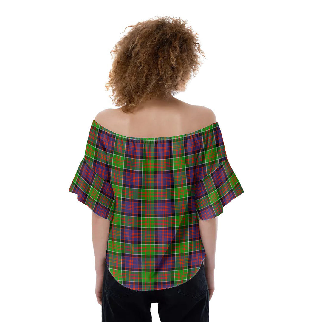 MacDonald of Clanranald Tartan Crest Off-Shoulder Blouse