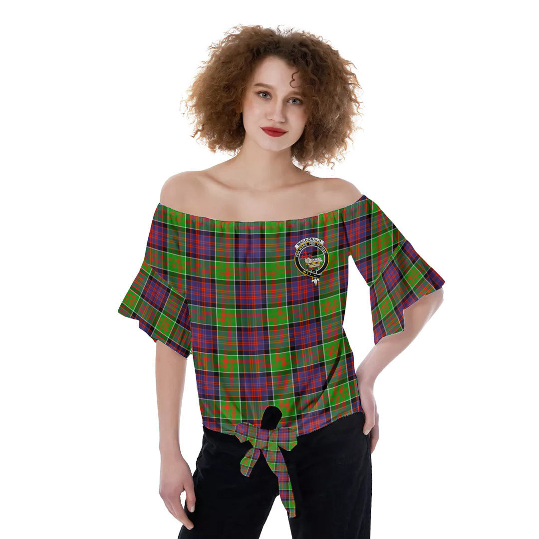 MacDonald of Clanranald Tartan Crest Off-Shoulder Blouse