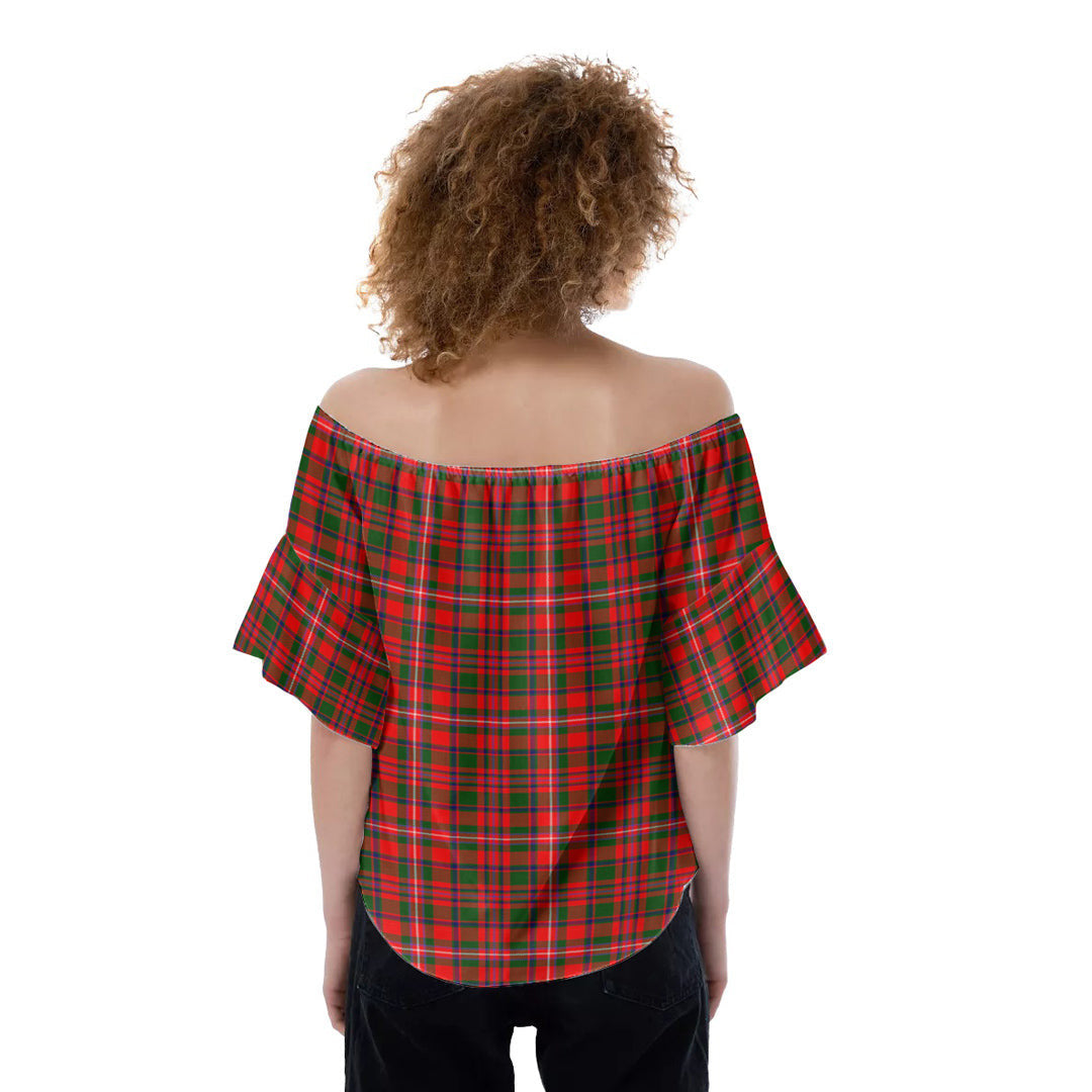 MacKinnon Modern Tartan Crest Off-Shoulder Blouse