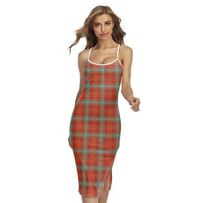 Morrison Red Ancient Tartan Plaid Back Cross Cami Dress