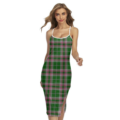 Gray Hunting Tartan Plaid Back Cross Cami Dress