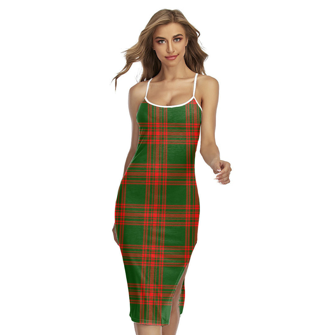 Menzies Green Modern Tartan Plaid Back Cross Cami Dress