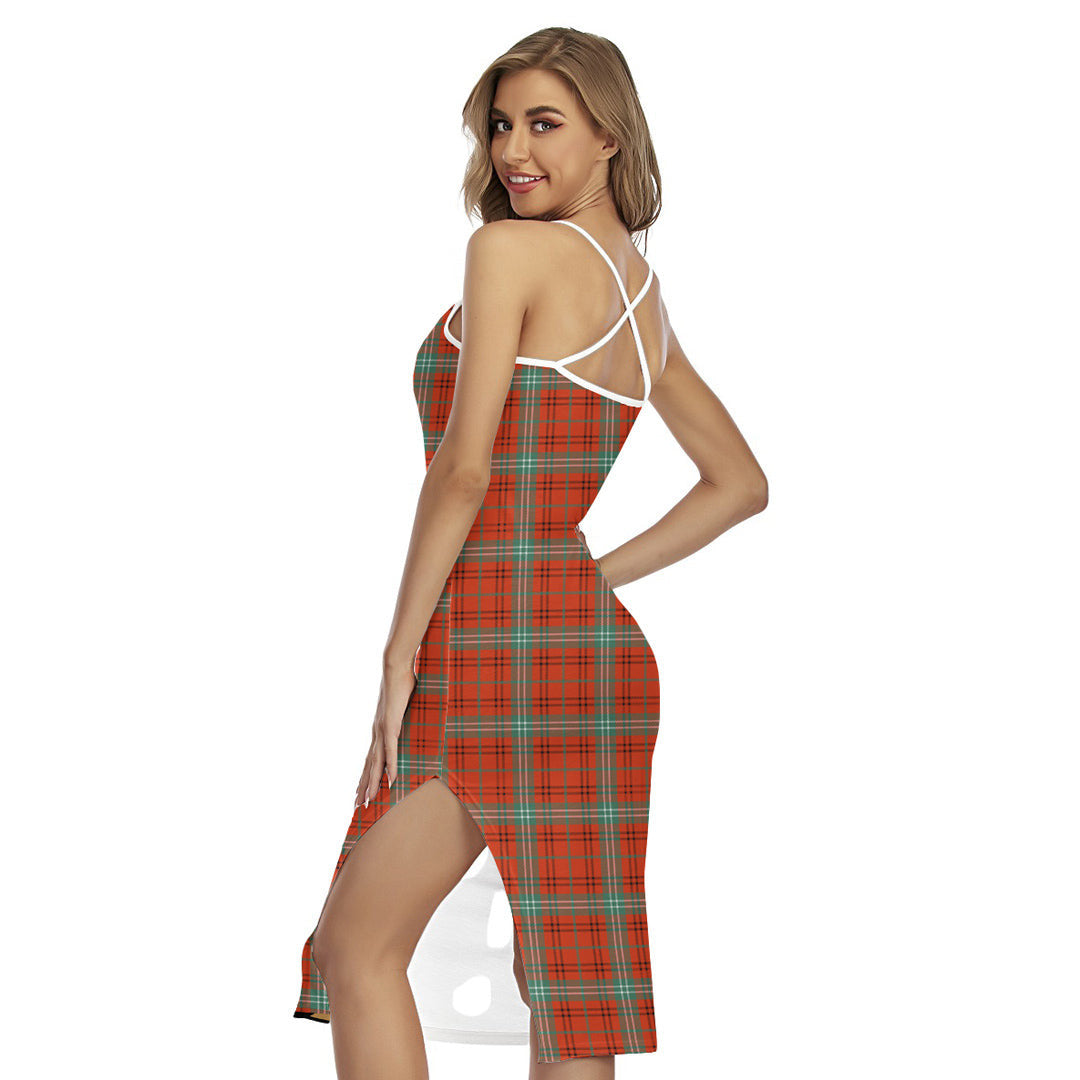 Morrison Red Ancient Tartan Plaid Back Cross Cami Dress