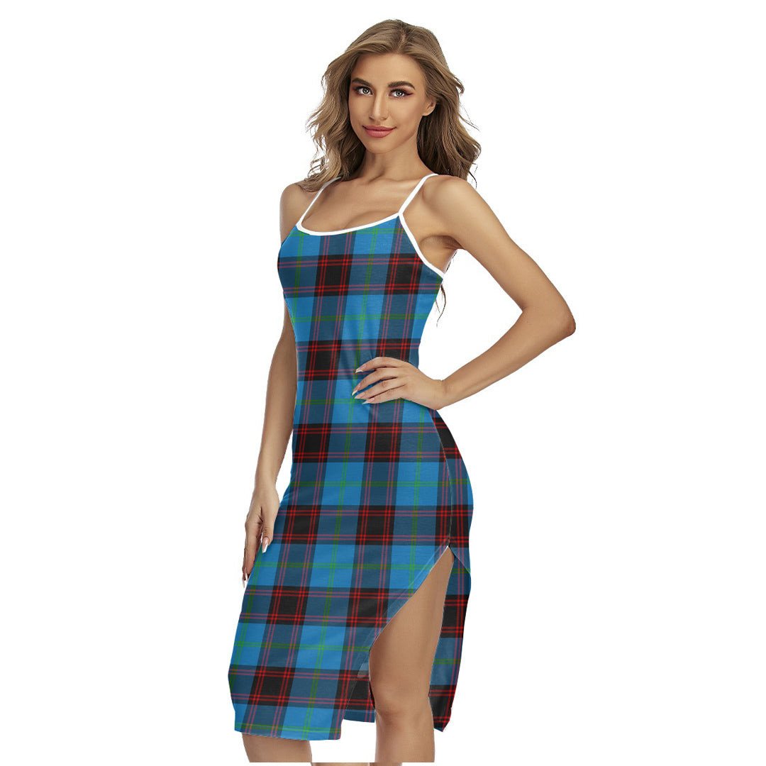 Home Ancient Tartan Plaid Back Cross Cami Dress