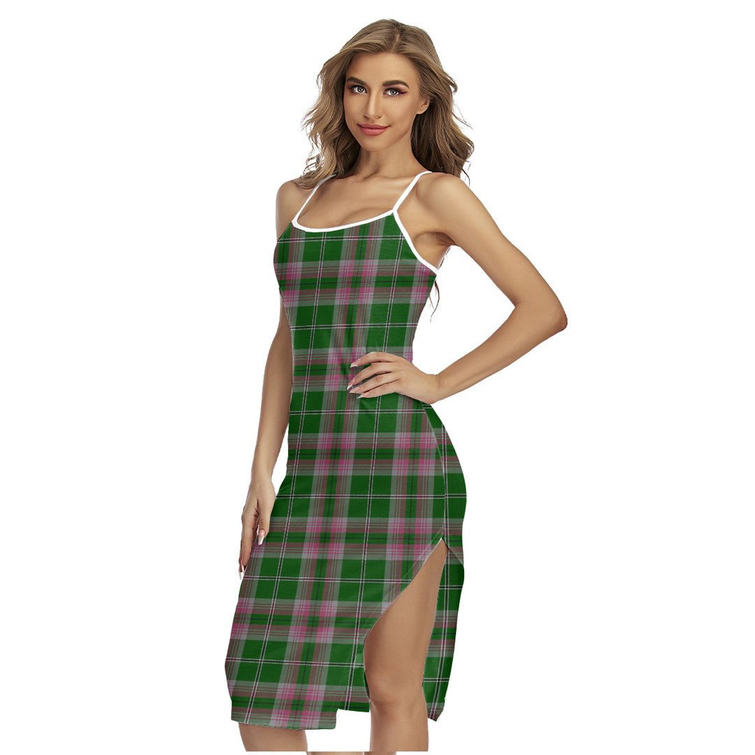 Gray Hunting Tartan Plaid Back Cross Cami Dress