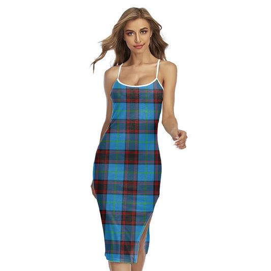 Home Ancient Tartan Plaid Back Cross Cami Dress