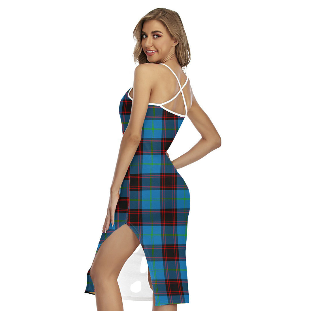 Home Ancient Tartan Plaid Back Cross Cami Dress