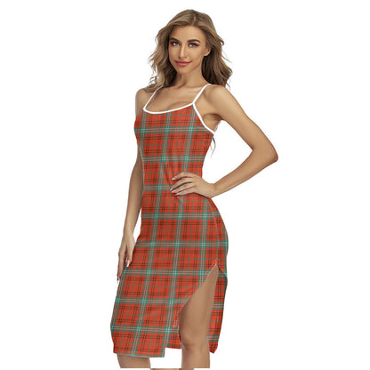 Morrison Red Ancient Tartan Plaid Back Cross Cami Dress