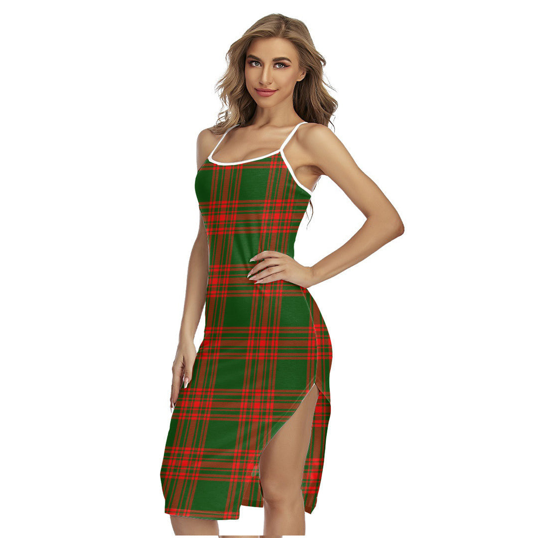 Menzies Green Modern Tartan Plaid Back Cross Cami Dress