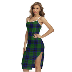 Keith Modern Tartan Plaid Back Cross Cami Dress