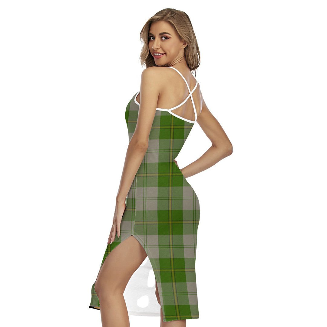 Cunningham Dress Green Dancers Tartan Plaid Back Cross Cami Dress