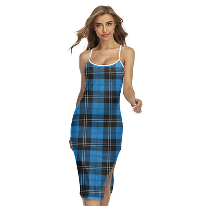 Ramsay Blue Ancient Tartan Plaid Back Cross Cami Dress