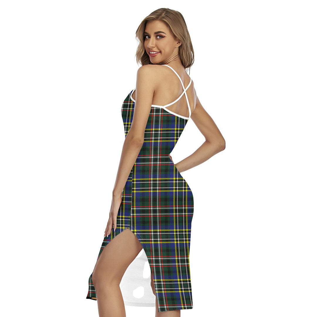 SCOTT GREEN MODERN Tartan Plaid Back Cross Cami Dress