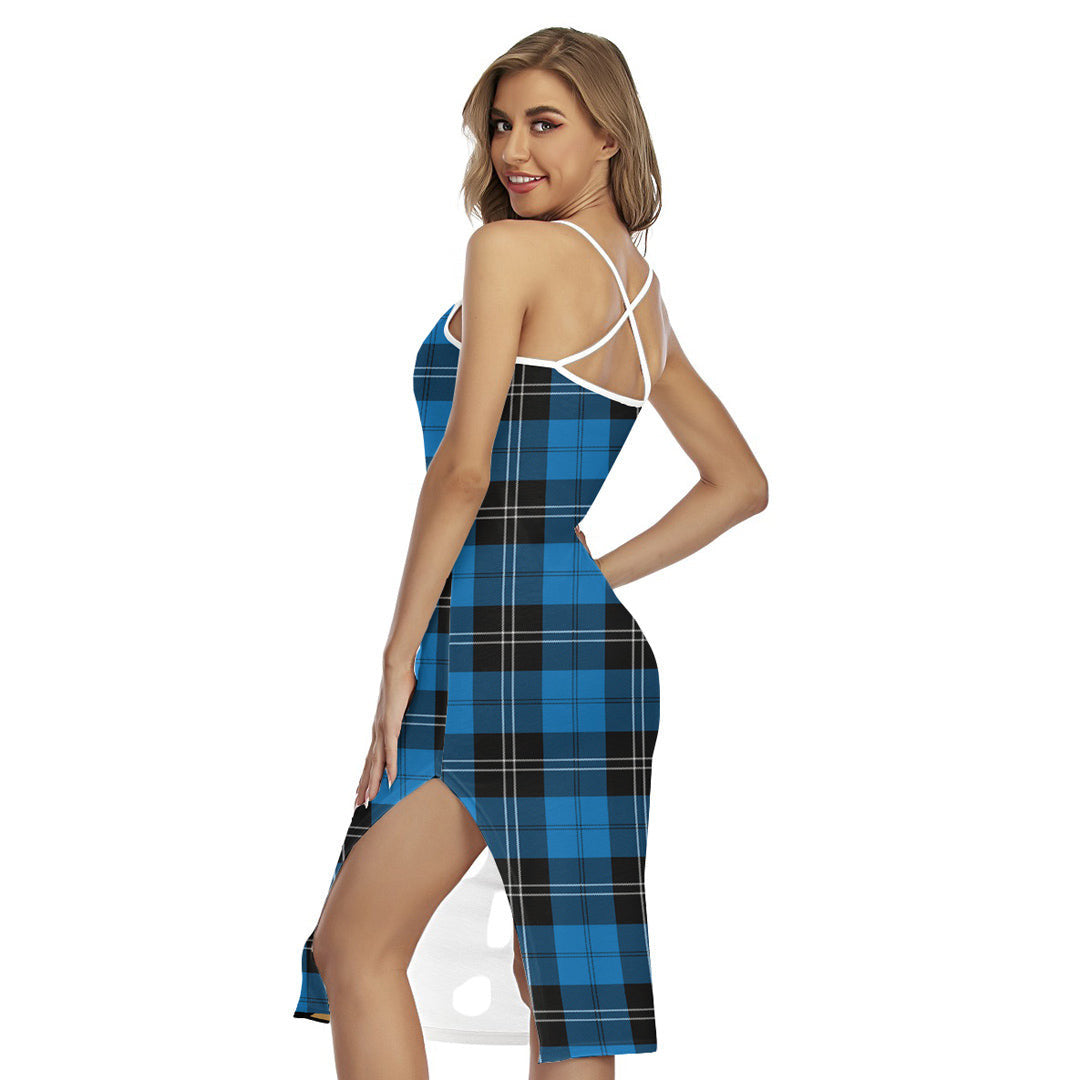 Ramsay Blue Ancient Tartan Plaid Back Cross Cami Dress