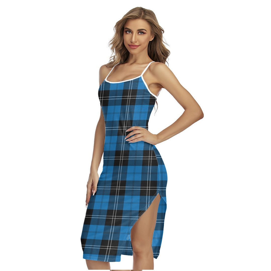 Ramsay Blue Ancient Tartan Plaid Back Cross Cami Dress