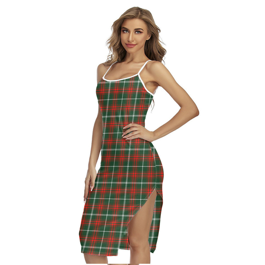Prince of Wales Tartan Plaid Back Cross Cami Dress