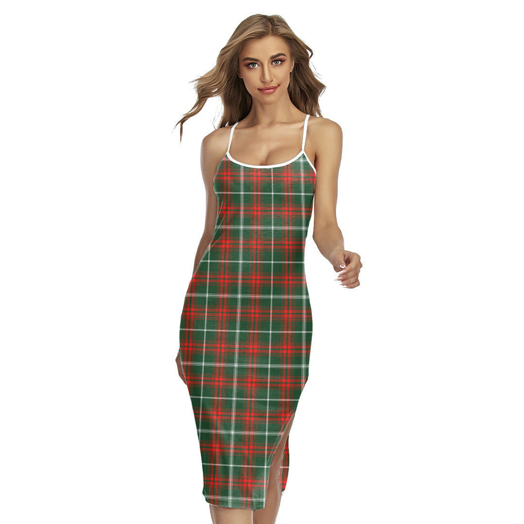 Prince of Wales Tartan Plaid Back Cross Cami Dress