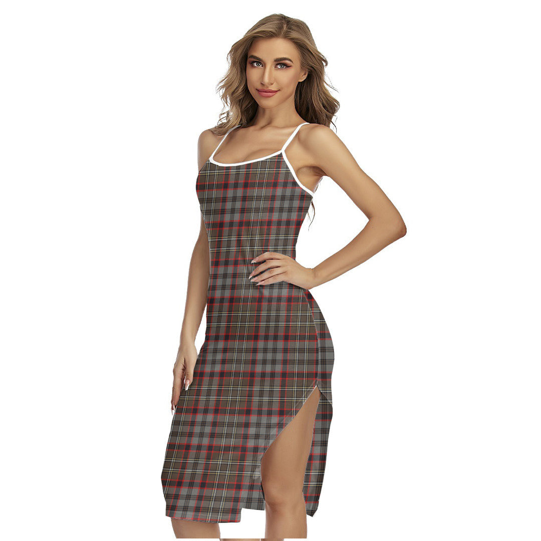 Nicolson Hunting Weathered Tartan Plaid Back Cross Cami Dress