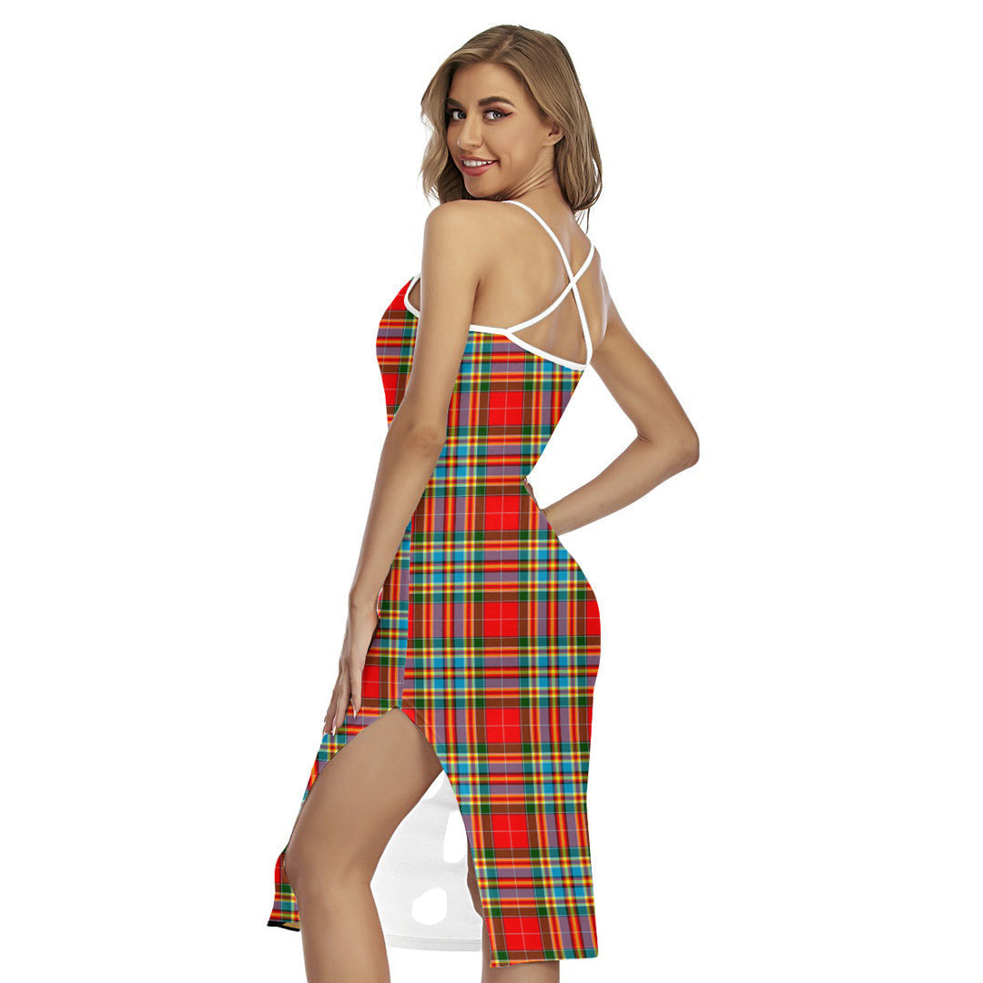 Chattan Tartan Plaid Back Cross Cami Dress