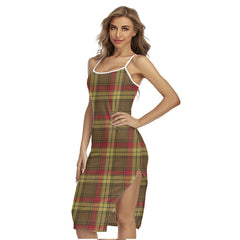MacMillan Old Weathered Tartan Plaid Back Cross Cami Dress