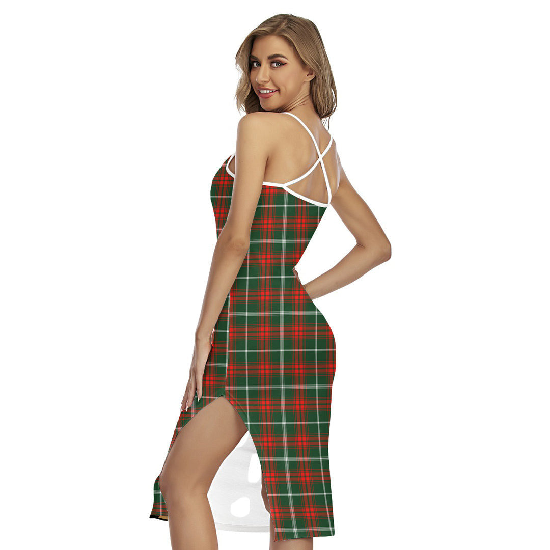 Prince of Wales Tartan Plaid Back Cross Cami Dress