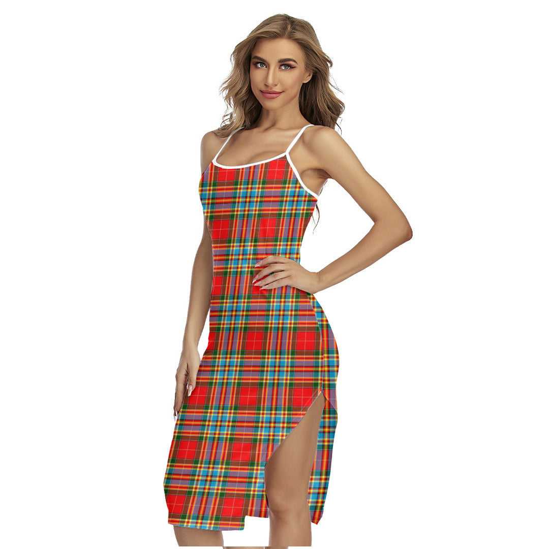 Chattan Tartan Plaid Back Cross Cami Dress