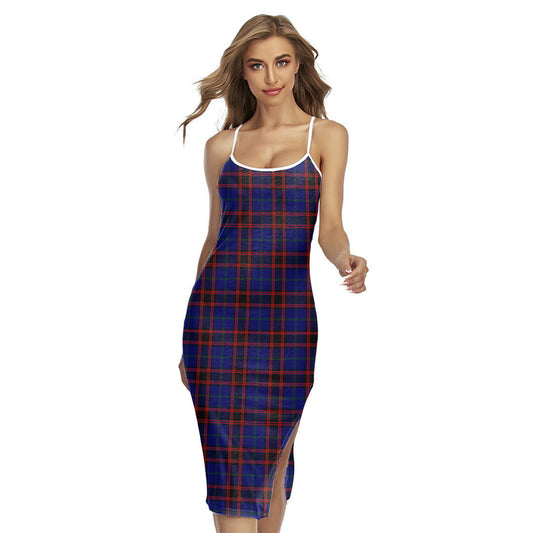 Home Modern Tartan Plaid Back Cross Cami Dress