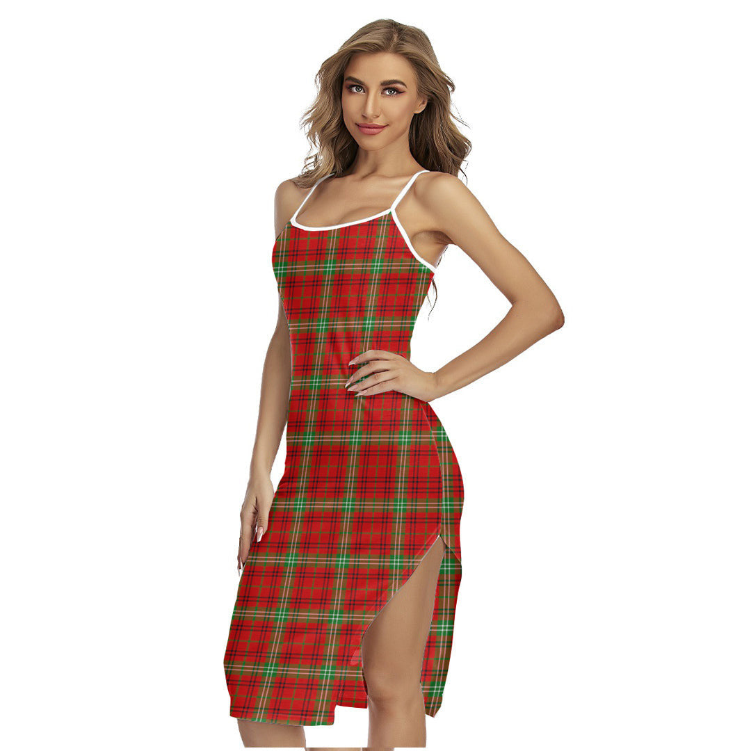 Morrison Red Modern Tartan Plaid Back Cross Cami Dress