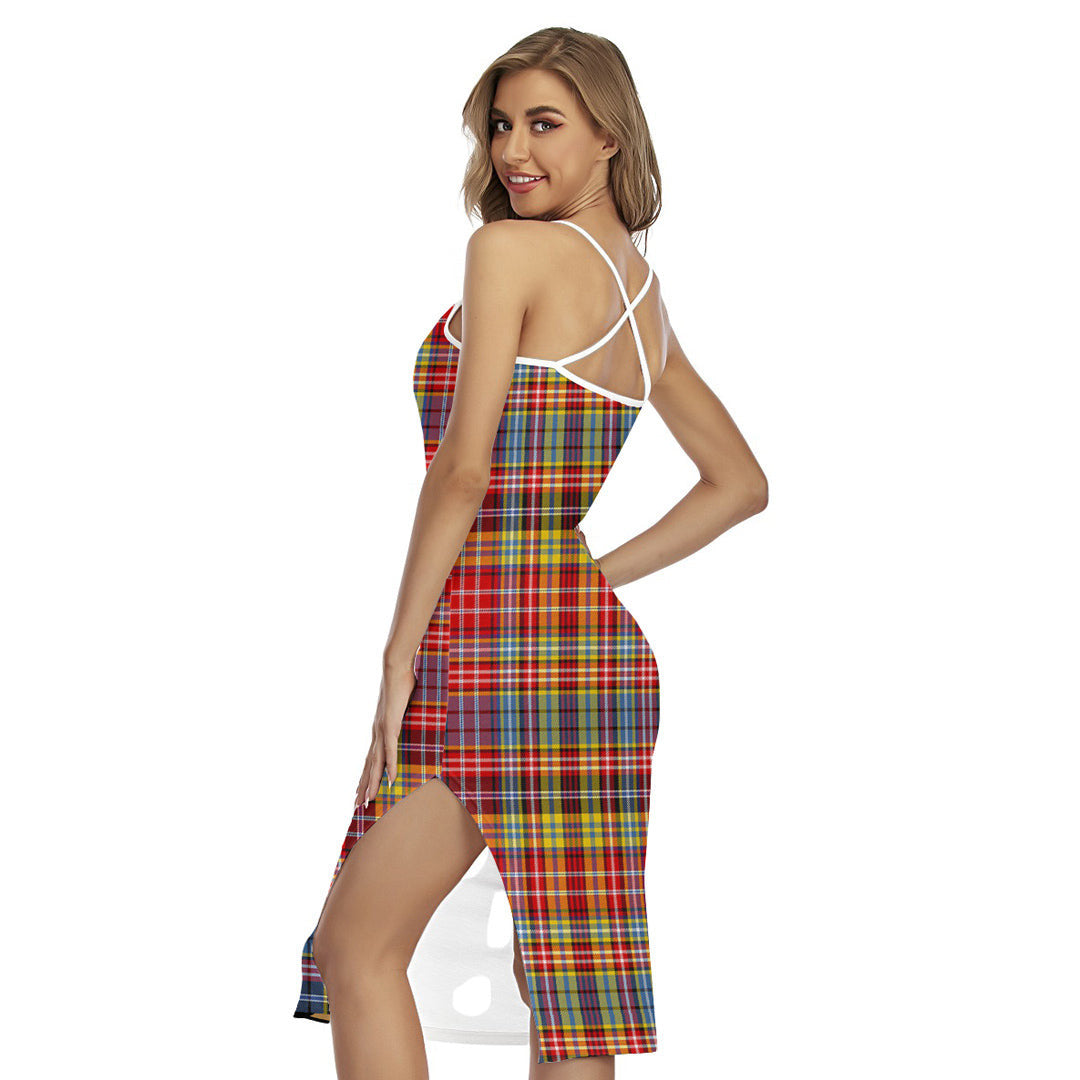 Drummond of Strathallan Tartan Plaid Back Cross Cami Dress