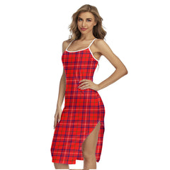 Rose Modern Tartan Plaid Back Cross Cami Dress