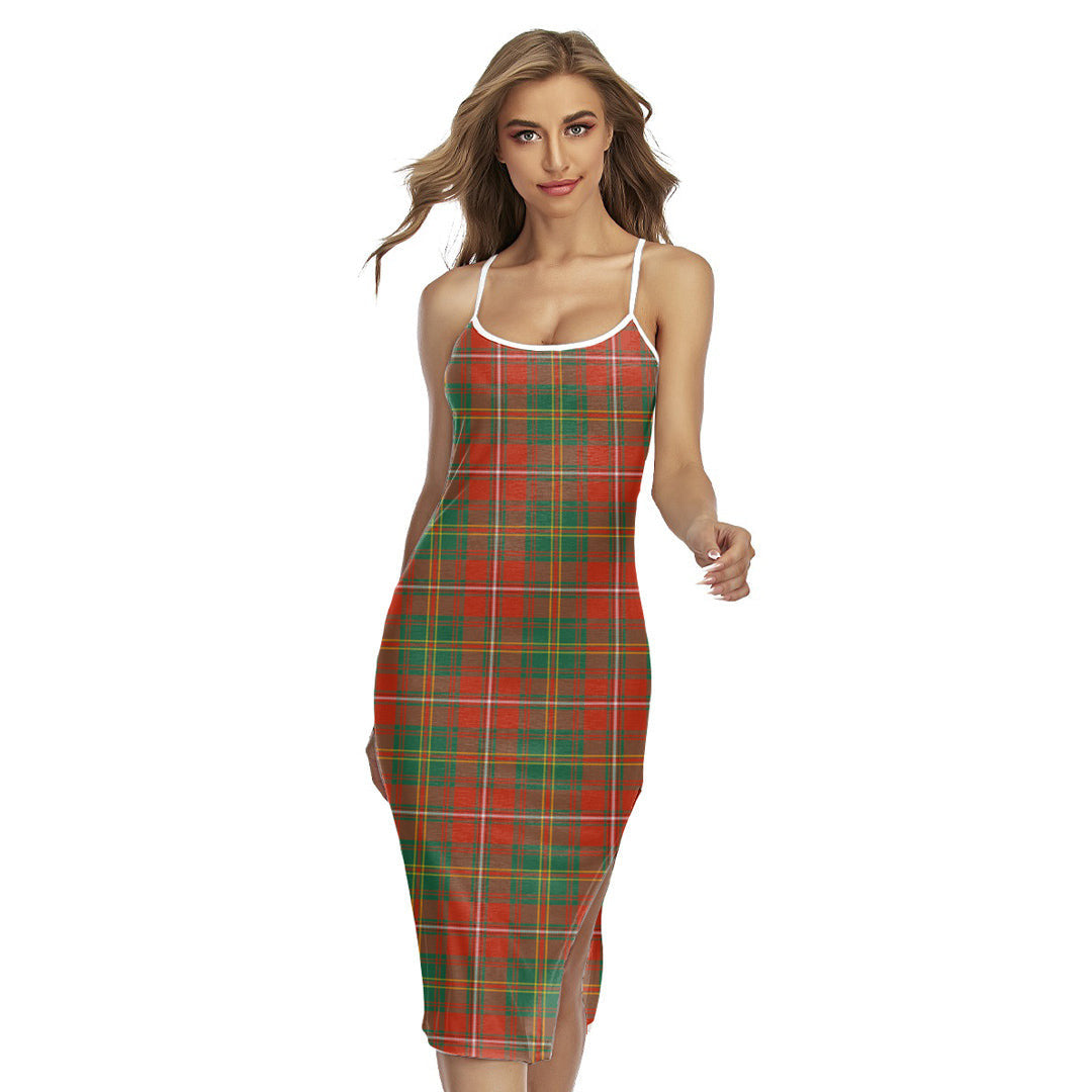 Hay Ancient Tartan Plaid Back Cross Cami Dress