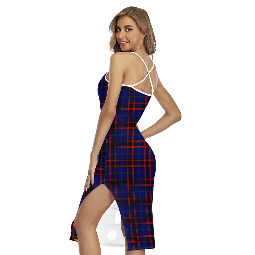 Home Modern Tartan Plaid Back Cross Cami Dress