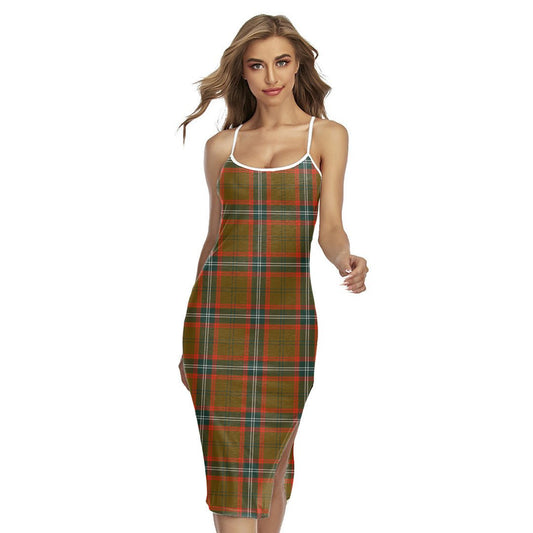 Seton Hunting Modern Tartan Plaid Back Cross Cami Dress