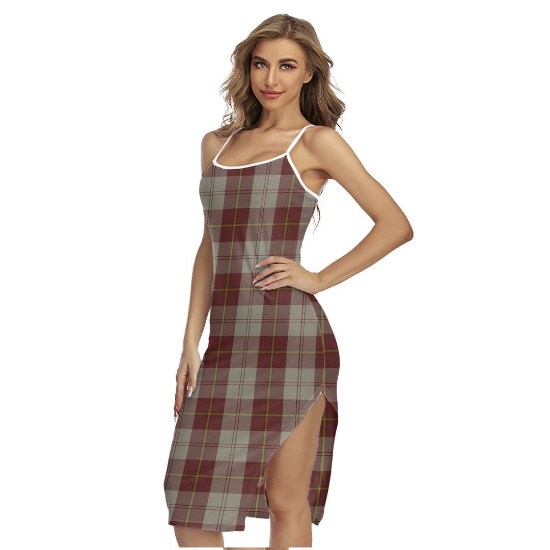 Cunningham Burgundy Dancers Tartan Plaid Back Cross Cami Dress