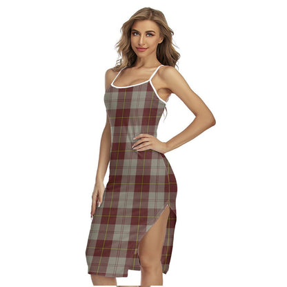 Cunningham Burgundy Dancers Tartan Plaid Back Cross Cami Dress