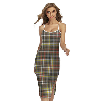 SCOTT GREEN WEATHERED Tartan Plaid Back Cross Cami Dress