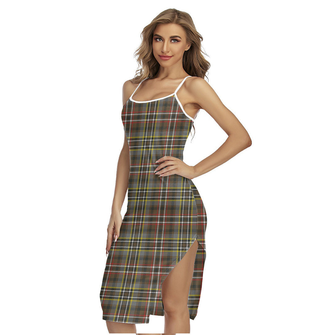 SCOTT GREEN WEATHERED Tartan Plaid Back Cross Cami Dress