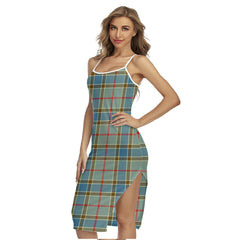 Balfour Blue Tartan Plaid Back Cross Cami Dress