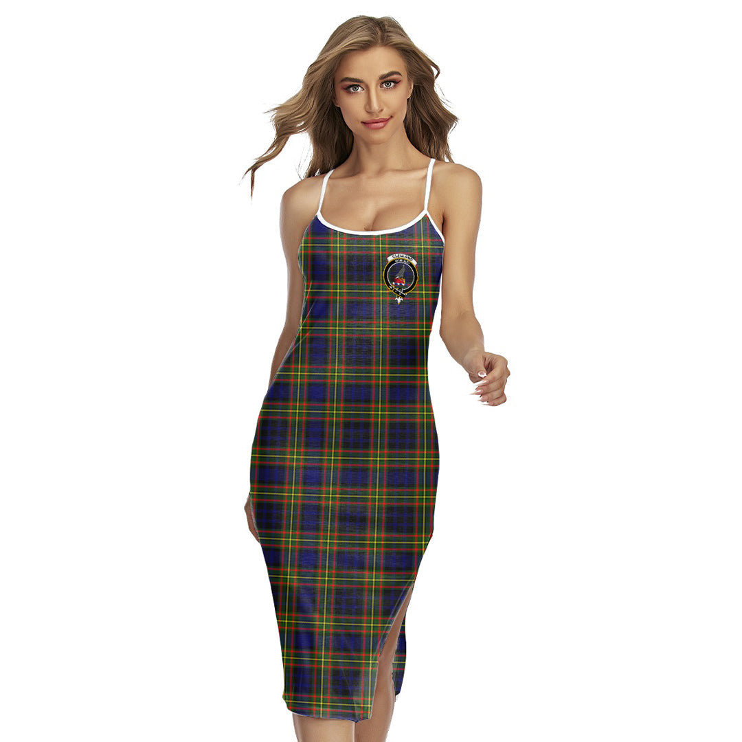 Clelland Modern Tartan Crest Back Cross Cami Dress