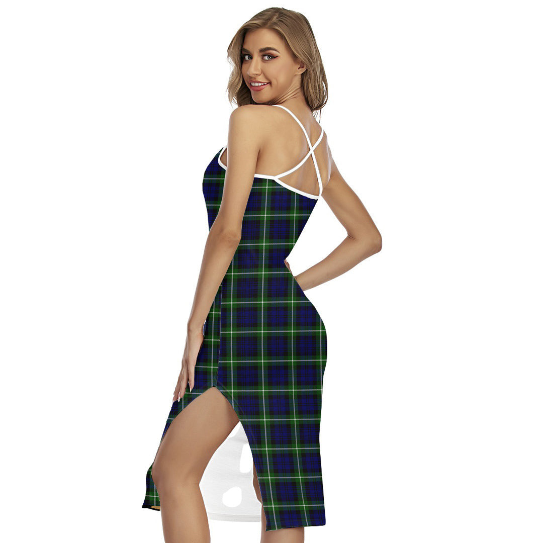 Lamont Modern Tartan Crest Back Cross Cami Dress