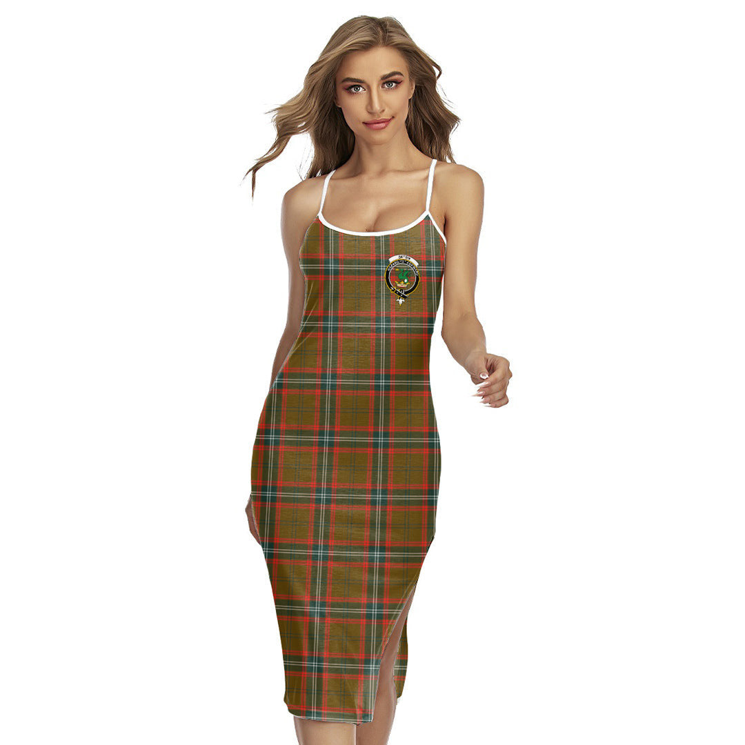 Seton Hunting Modern Tartan Crest Back Cross Cami Dress