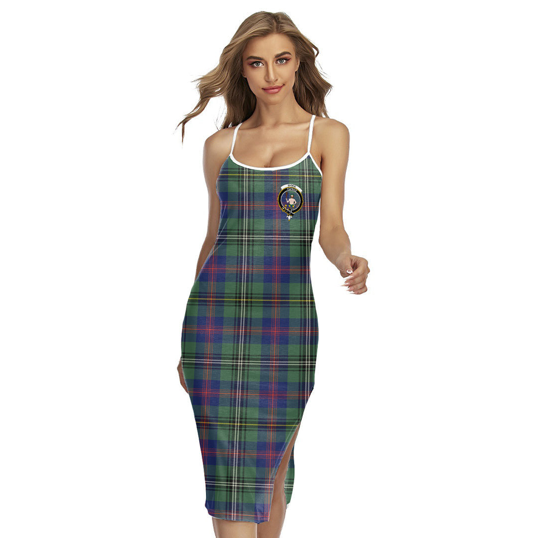 Wood Modern Tartan Crest Back Cross Cami Dress