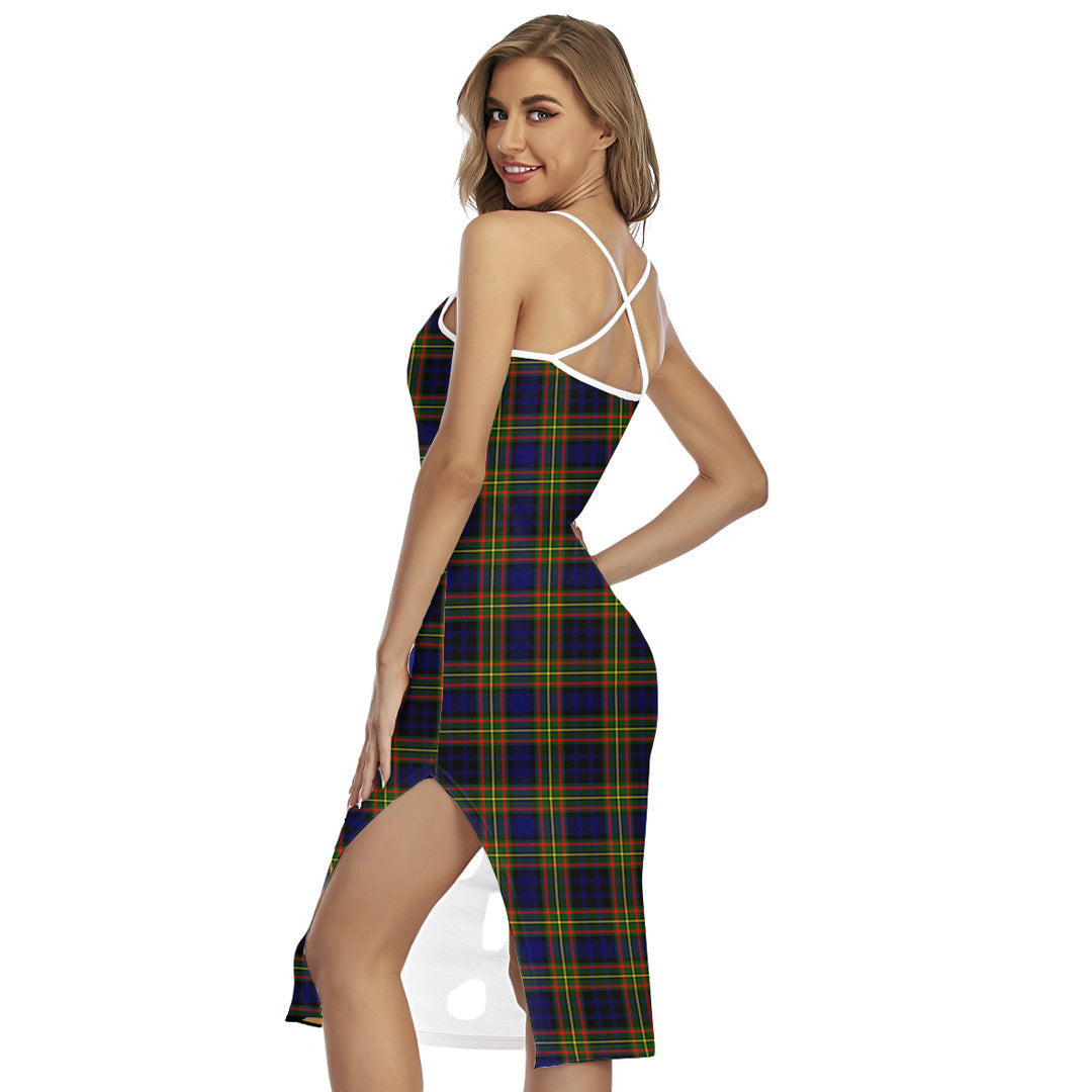 Clelland Modern Tartan Crest Back Cross Cami Dress