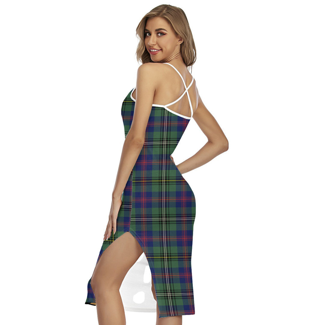 Wood Modern Tartan Crest Back Cross Cami Dress