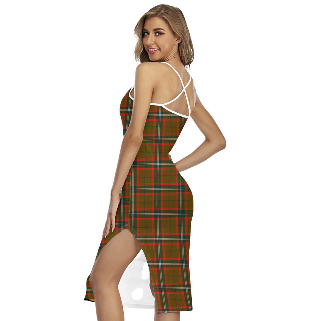 Seton Hunting Modern Tartan Crest Back Cross Cami Dress