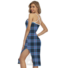 MacKay Blue Tartan Crest Back Cross Cami Dress