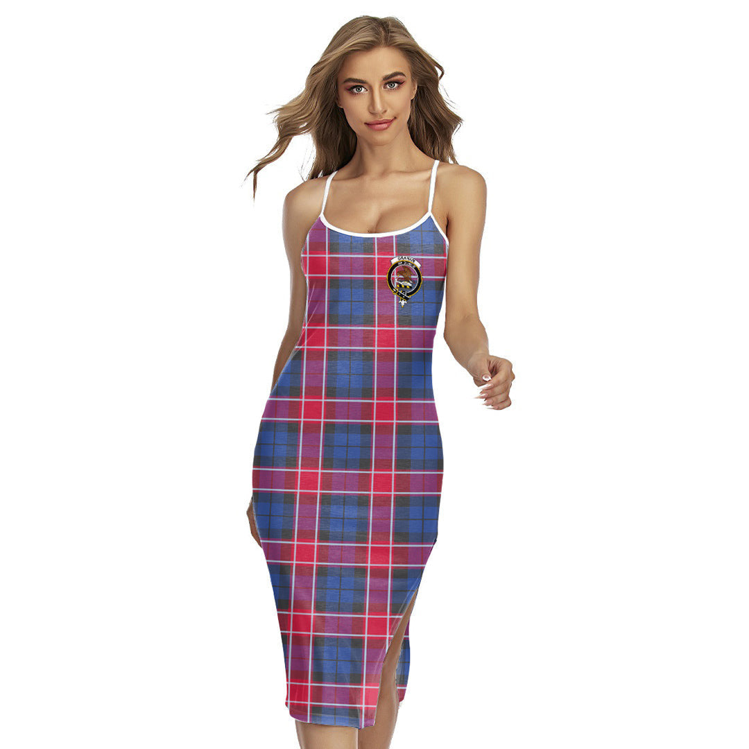 Graham of Menteith Red Tartan Crest Back Cross Cami Dress